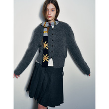 【玳禾】冬季新款休闲高腰绵羊毛纯色百搭短款百褶半身裙女H9989