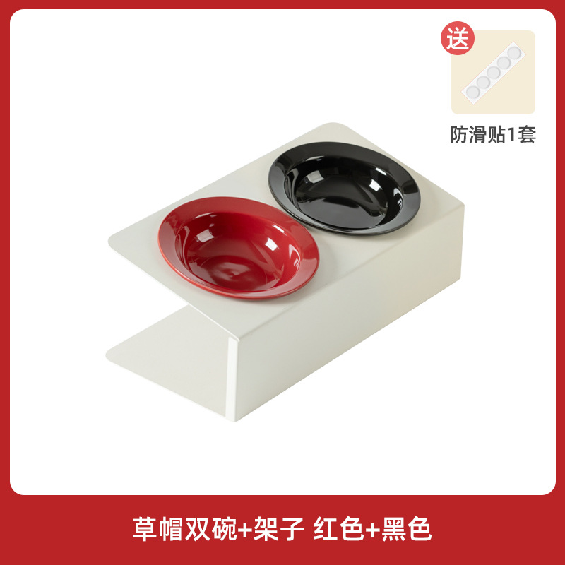 Cerámica de alto valor bd tazón doble para mascotas tazón para gatos protección de la columna cervical anti-volcado juego de tazón para gatos de grano de agua potable de gran calibre