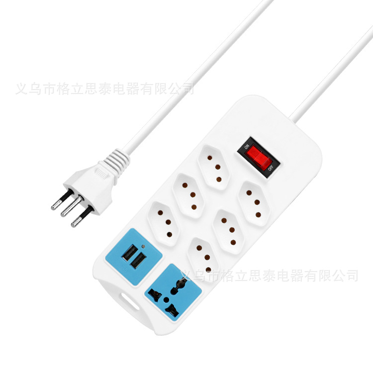 6位多功能巴西万能外贸插座厂家直销出口2米巴西外贸排插
