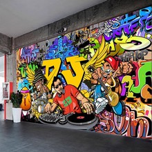 3d音乐街舞壁纸涂鸦台球舞蹈室背景壁画健身房嘻哈涂鸦潮牌店墙纸