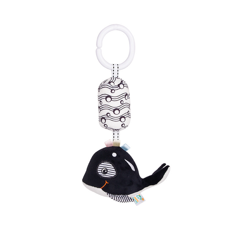 Juguete colgante para cuna Happymonkey, en blanco y negro, para recién nacidos, con campanas de viento, estimulación visual, juguete educativo temprano para bebés.