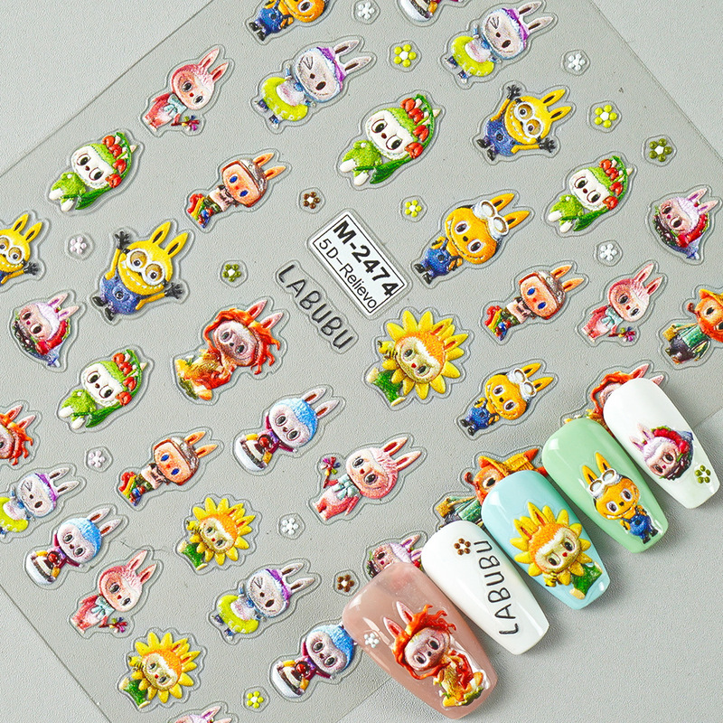 Cross-Border Internet Celebrity Ins New 5D Embossed Cartoon Nail Art Stickers Cute Minion Stereo Nail Stickers M2474