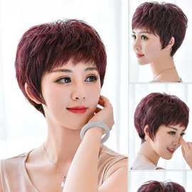中老年假发女短发卷发整顶全头假发套自然逼真蓬松送妈妈时尚修脸