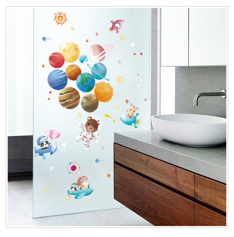 Cartoon Space Planet Bear Wall Sticker display picture 8