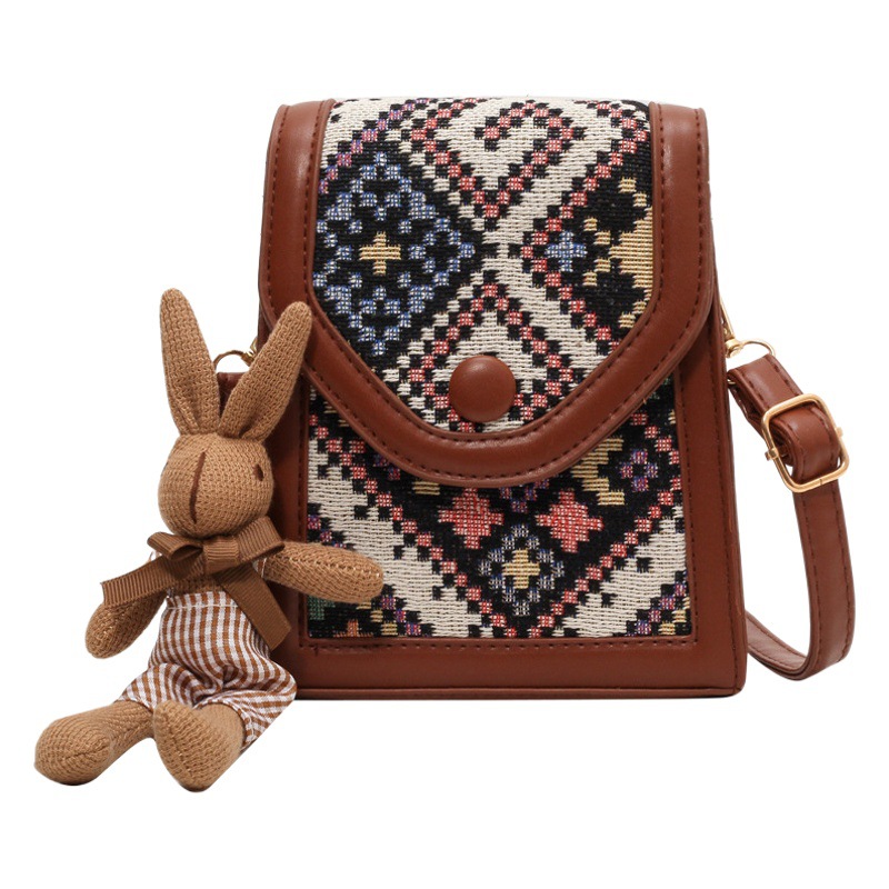 High-End Ethnic Style Mobile Phone Bag Crossbody Bag for Women 2026 New Style Single Shoulder Small Square Bag Fashionable and Versatile Coin Purse