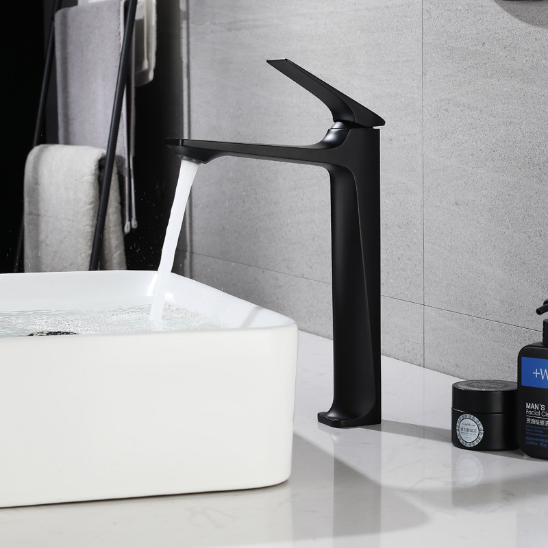 Grifos de lavabo gris de pistola baños calientes y fríos de lujo ligero hogar lavabo tablero de ingeniería de agujero único hotel al por mayor