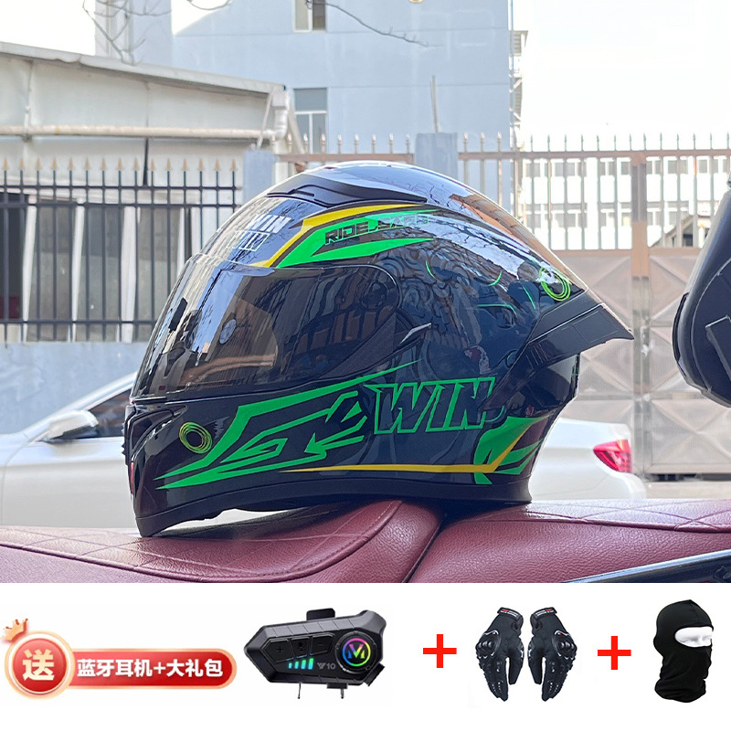 Casco de cola grande de motocicleta Jiekai Casco completo con auriculares Bluetooth Casco de conducción de motocicleta eléctrica de cuatro estaciones para hombre