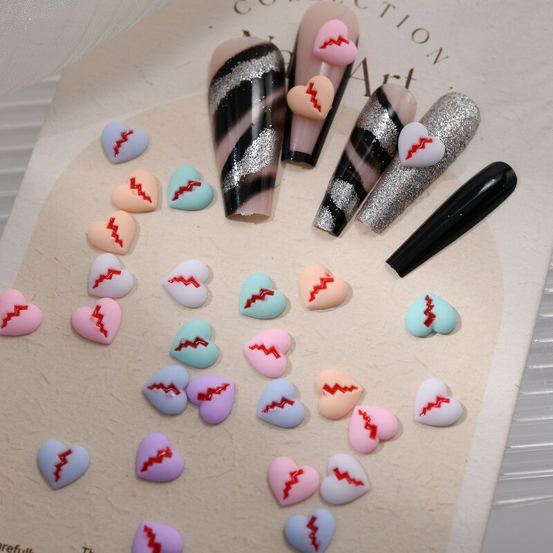 Internet celebrity new love nail jewelry fashion three-dimensional crack peach heart resin diy nail ear studs accessories Internet celebrity new love nail jewelry fashion three-dimensional crack peach heart resin diy nail ear studs accessories