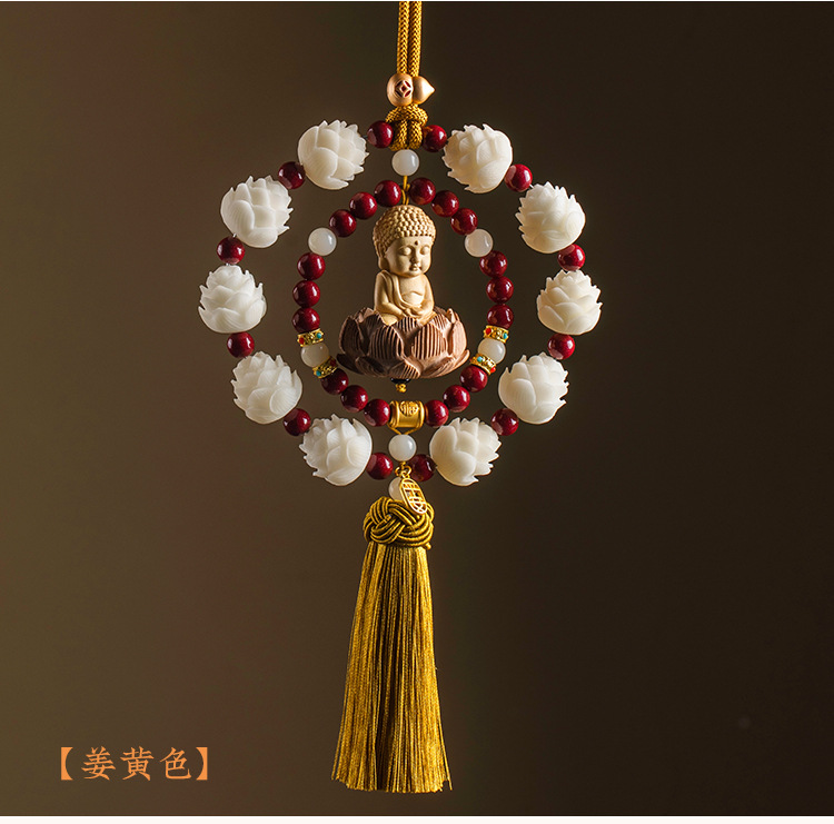 2024 Car Pendant Cinnabar Jewelry Bodhi Lotus Car Hanging Advanced Sense Men's and Girls' Car Decorations
