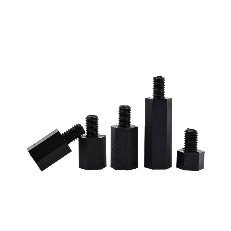 Black single-head nylon plastic nut column M2-M6 male and female hexagonal support column plastic insulating isolation column 6