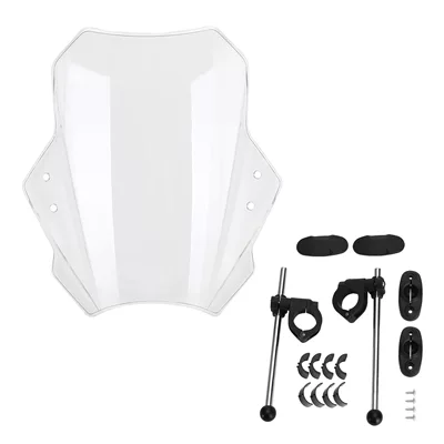 Motorcycle Universal Street Bike Windshield Aluminum Alloy Bracket Suitable for Kawasaki, Yamaha, Honda High-Definition Front Windshield (Motorcycle front windshield) - transparent-five-layer-corrugated-box-packaging