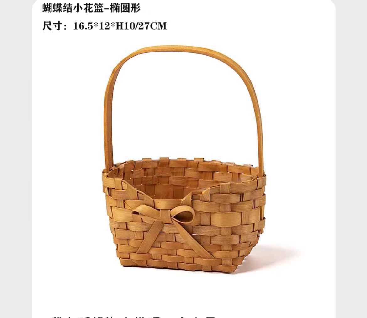 38 bowknot cesta de flores de madera cesta de flores decoración del hogar cesta de flores redonda pequeña cesta de flores sala de estar