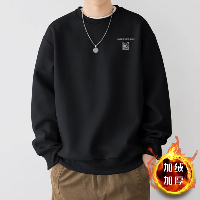 Añadir camisa de cuello redondo de vello para hombres primavera y otoño estilo americano camisa pesada nueva chaqueta de pareja de moda de gran tamaño