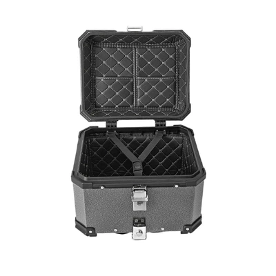 Cross-Border Motorcycle Aluminum Alloy Tail Box 45-Liter Waterproof Thickened All-Aluminum Alloy Rear Tail Box with Lock Quick-Release Trunk (Motorcycle trunk) - 45l-explosive-silver