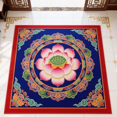 莲花水晶地垫禅意跪拜跪垫打坐地毯卧室家用正方房间中式客厅立体