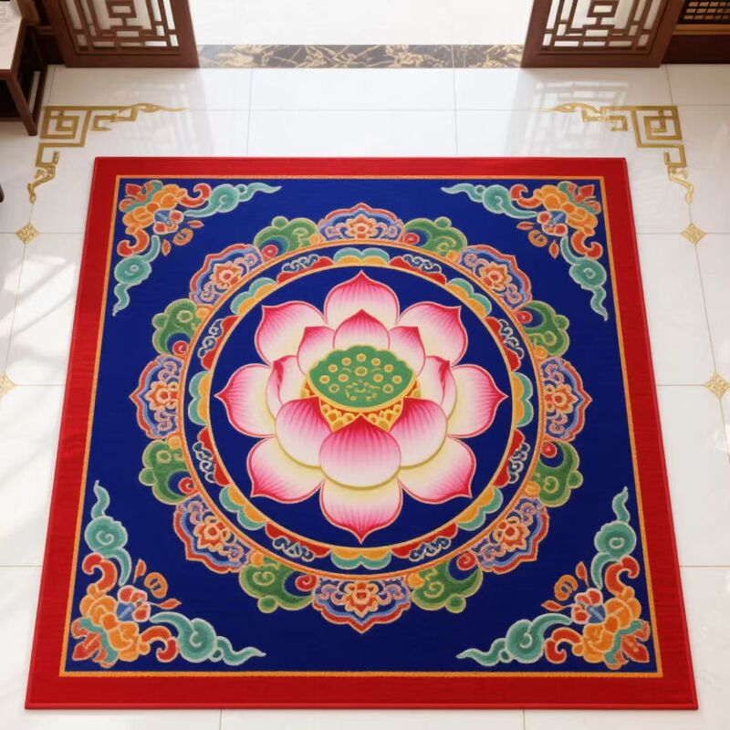 莲花水晶地垫禅意跪拜跪垫打坐地毯卧室家用正方房间中式客厅立体|undefined