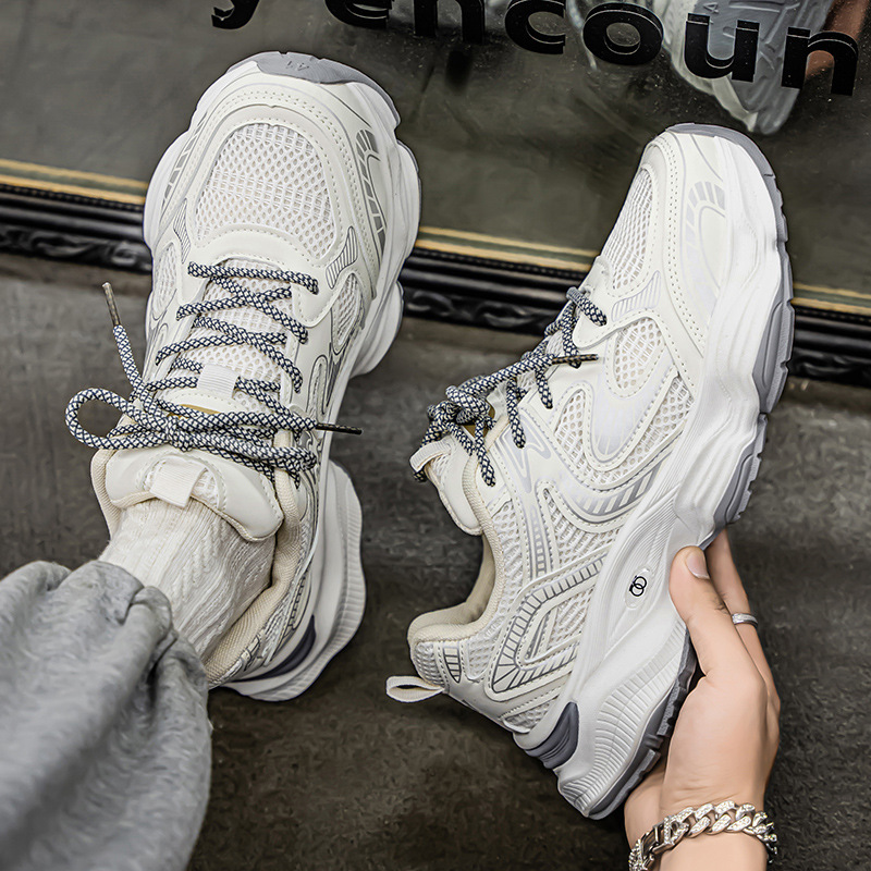 Zapatos de verano para hombres, nuevos zapatos de malla transpirables, zapatos deportivos para hombres, zapatos casuales de plataforma de todo fósforo, zapatos de papá para correr