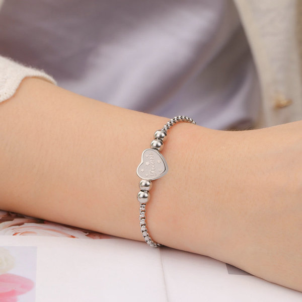 Classic bracelet stainless steel with letters