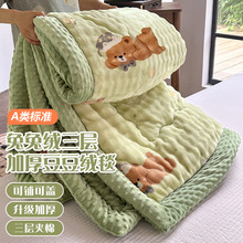 新款 2025直播热款A+兔兔绒豆豆被三层夹棉加厚毛毯毯子牛奶绒