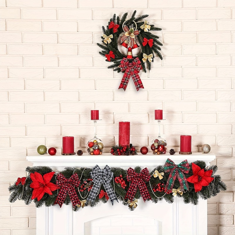 4種類のクリスマスカラー格子リボン模造麻布プレゼントDIY包装リボンクリスマス装飾用品|undefined