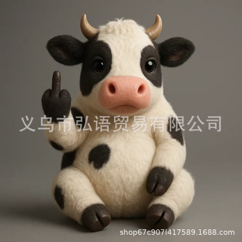 跨境创意树脂工艺毛绒叛军动物中指动物雕像收藏纪念家居摆设|undefined