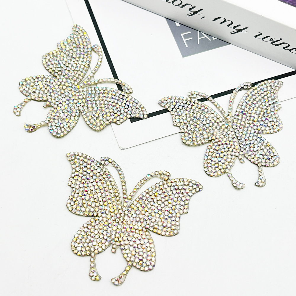 Venta caliente mariposa patrón de diamantes de imitación pegatinas accesorios de ropa joyas de diamantes calientes accesorios de bricolaje pegatinas de diamantes pegatinas de diamantes autoadhesivas