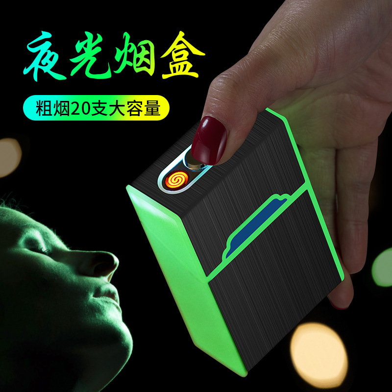 Easy days new pattern Noctilucent charge lighter Cigarette case one 20 Support the whole package USB Cigarette lighter manufacturer