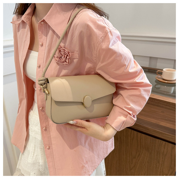 Small Square Shoulder Bag For Women Solid Colour Simple Style_voghion.com