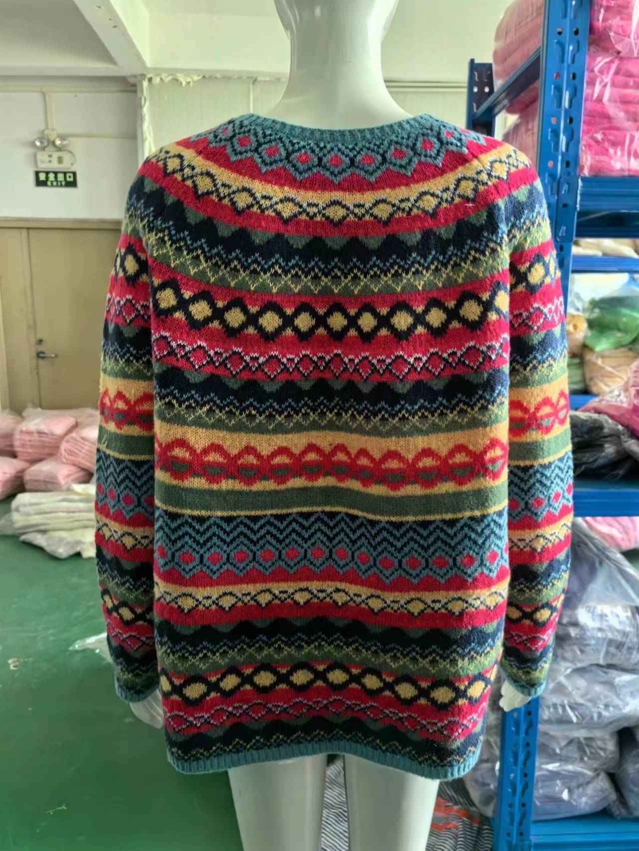 New Sweater Women Wish Hot Sale Round Neck Color Matching Loose Fashion Pullover Knitted Sweater 56 Undefined