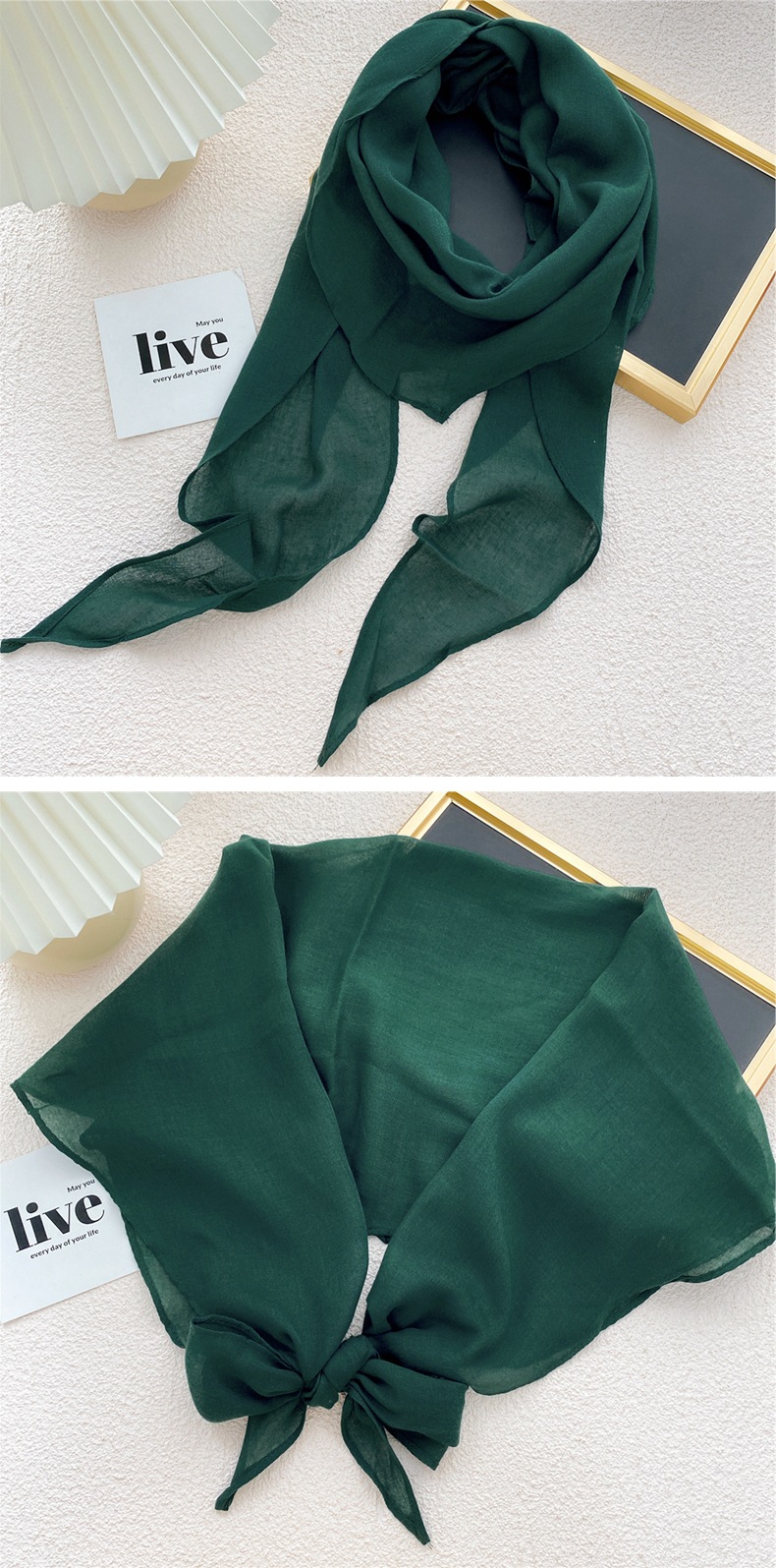 50g Weight Travel Occasion Solid Color Pattern Unisex Gender Sweet Style Orange, Grey&Pink, Grey, White, Green, Blue, Yellow, Black Color Nihaojewelry Solid Color Cotton And Linen Scarf Silk Wholesale Jewelry 5
