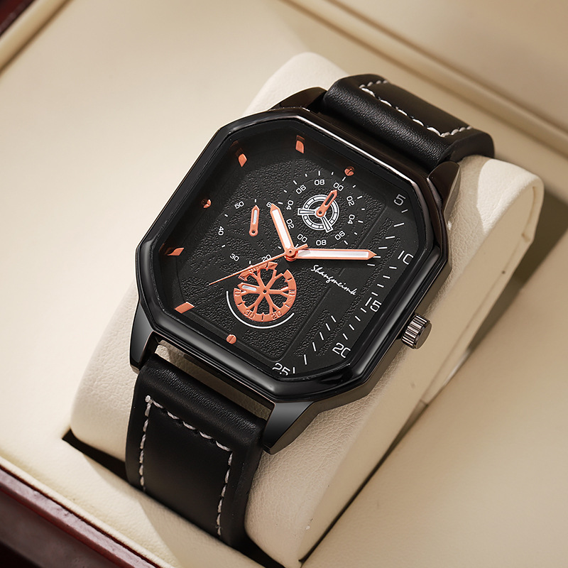 Xiyin Cross-border comercio exterior dial octogonal moda reloj para hombres cinturón de carcasa cuadrada casual personalidad reloj deportivo para hombres