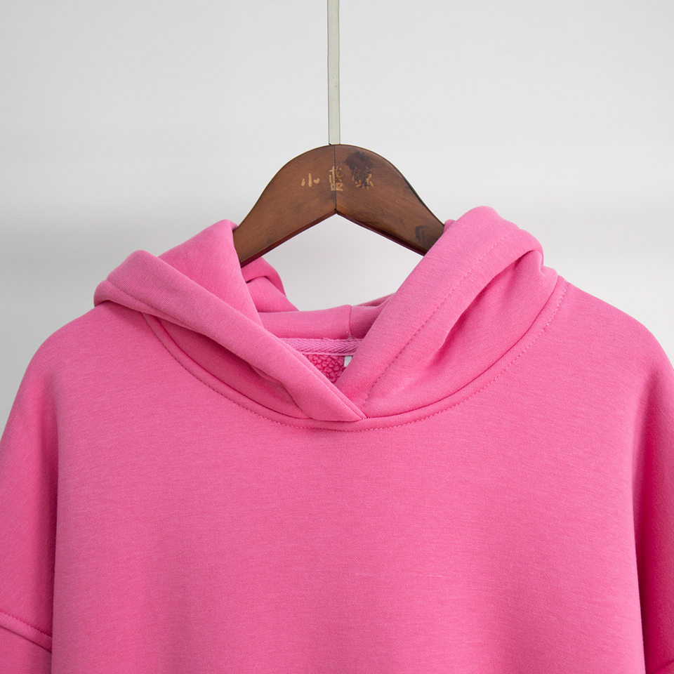 Áo hoodie nỉ lông dáng rộng có mũ và túi, tay dài, dáng unisex — Màu cà phê, Màu hồng, Màu xám, Màu đen chi tiết 17