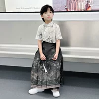 Мальчик с коротким рукавом юбка с конским лицом Hanfu Summer 2025 новый детский китайский костюм