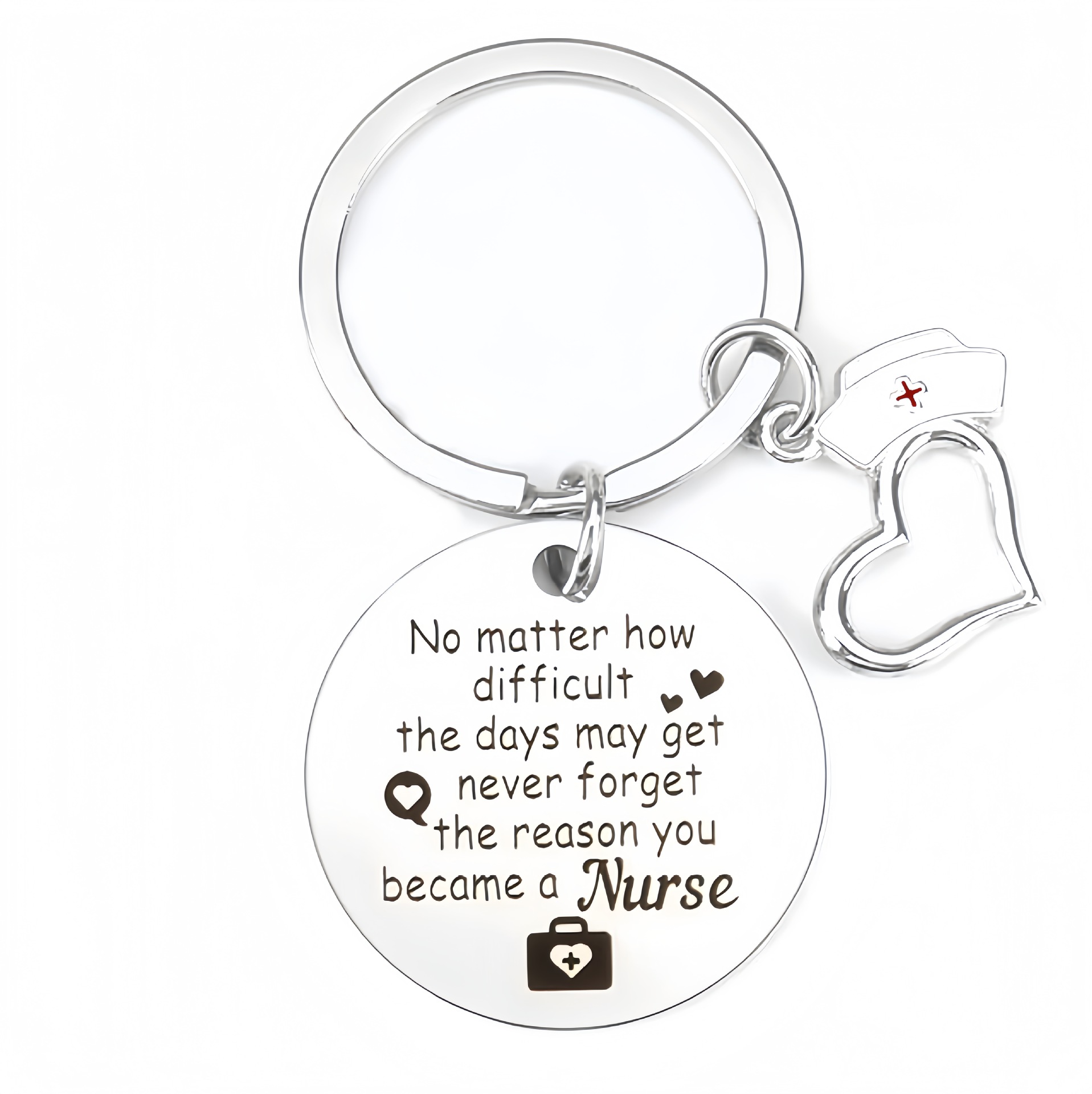 Llave colgante de acero inoxidable estilo europeo y americano regalo médico enfermera llavero festival logo pequeño