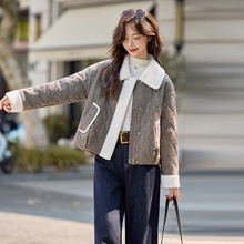 菱格棉服女2025秋冬新款棉袄短款夹棉修身外套小个子棉衣LU9106