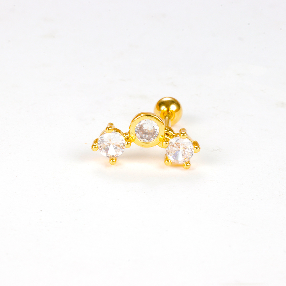 3g Weight Zircon Inlay Material Cartilage earrings Classification 1 Piece Quantity Daily Occasion Stainless Steel Material Geometric Pattern Women's Gender Plating, Inlay Design Simple Style Style 1 Piece Simple Style Geometric Plating Inlay Stainless Steel Zircon Cartilage Earrings 21