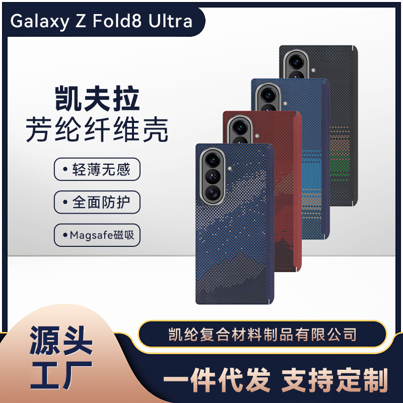Suitable for Galaxy Z Fold8 Ultra Kevlar Carbon Fiber Ultra-Thin Magnetic Bare Phone Case Wholesale