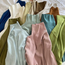 安迪绒柔软抗起球堆堆领针织毛线长袖上衣高领高弹力打底衫女