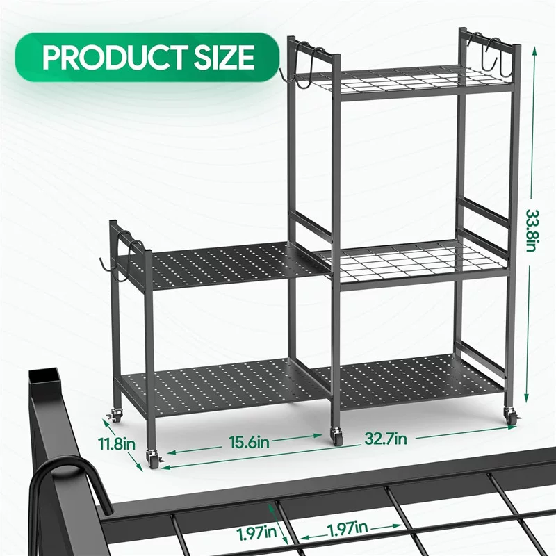 Garden tool storage rack with wheels Power tool storage box Tool bracket Organizing storage rack storage rack