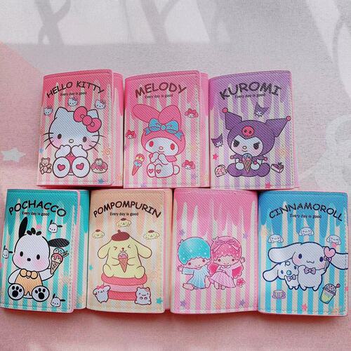 Super Cute Cartoon Short Wallet Family Pudding Dog Kurumi Tri-Fold Leather Purse Girl Teen Money Bag
