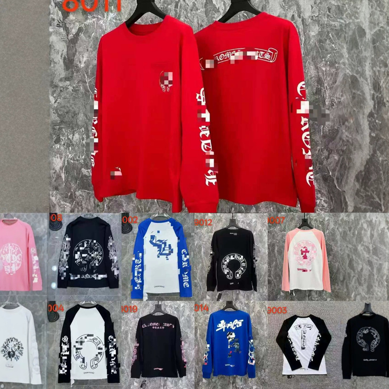 Cross-Border Correct Version of Chrome Hearts High-Quality Pure Cotton Men's and Women's Printed Long-Sleeved T-Shirts Wholesale in Stock Cross-Border Correct Version of Chrome Hearts High-Quality Pure Cotton Men's and Women's Printed Long-Sleeved T-Shirts Wholesale in Stock