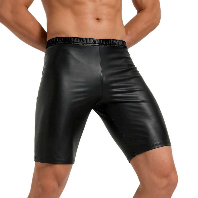 Cross-Border Products Men's Soft Leather Matte Boxer Shorts, Casual Slim-Fit Leather Shorts, Accurate Sizing