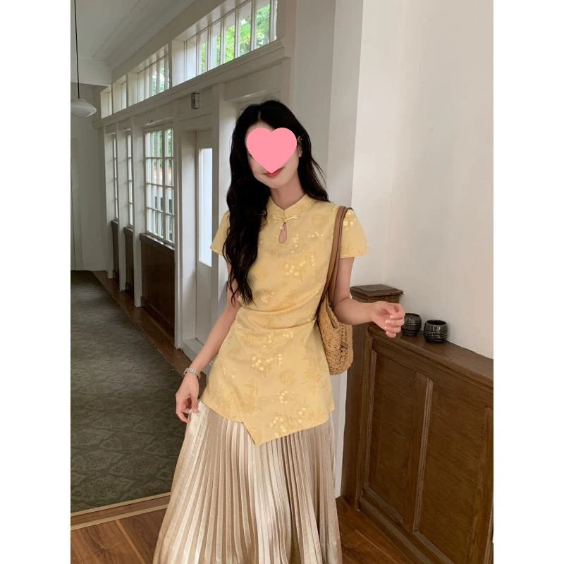 20205 Новый улучшенный костюм в китайском стиле, женские летние новые топы в национальном стиле, полный комплект новых юбок