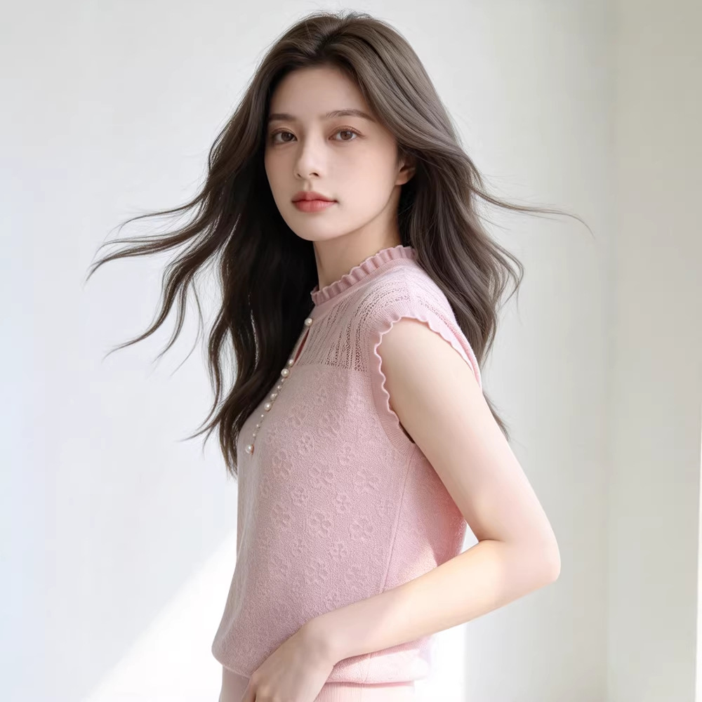 代发桑蚕丝羊毛针织衫女春夏新款薄款镂空无袖背心内搭上衣打底衫