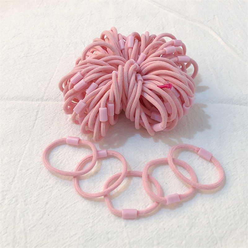 [Pequeño anillo largo con hebilla] DIY niños materiales hechos a mano cuerda de cabeza de alta elasticidad color caramelo no daña correa de cabello tocado