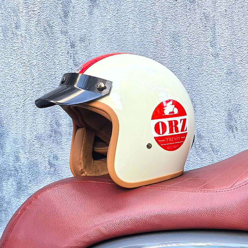 Orz Gulf Oil Motocicleta eléctrica Casco retro Casco de crucero Hombres y mujeres Casco japonés de media pala 3C