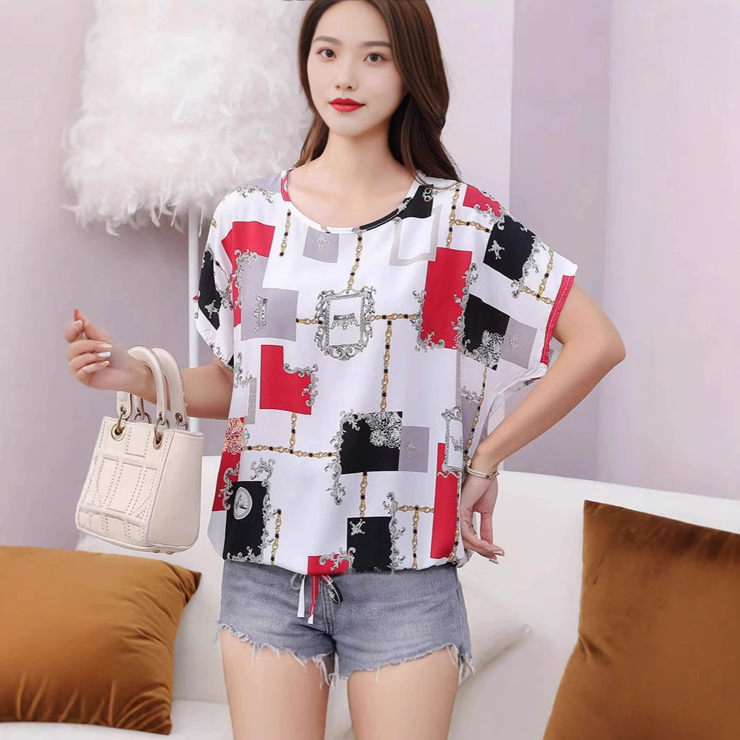 Футболка из искусственного хлопка с рукавами летучей мыши большой размер свободный топ