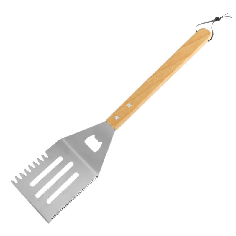 Conjunto de barbacoa de acero inoxidable patrón de bambú caja de aluminio conjunto de barbacoa conjunto de herramientas de barbacoa al aire libre de 3 piezas tenedor pala clip de combinación