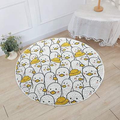Avtomobil döşəmə paspasları – Round Mat Cute Bedroom Carpet - little-yellow-duck-circle-diameter-110