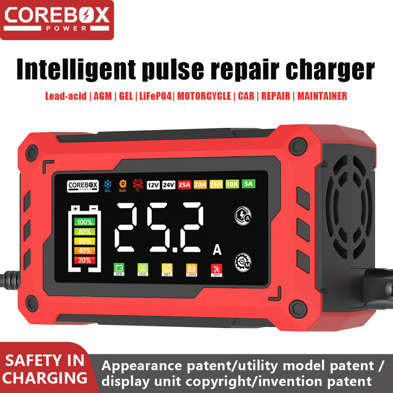 12V25A/24V10A Auxiliary Start-Up Maintainer Car Yacht Lawn Mower Battery Charger European and American Regulations